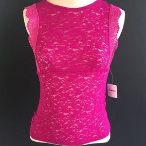 Free People Sure Thang Lace Tank Top Raspberry Size Medium